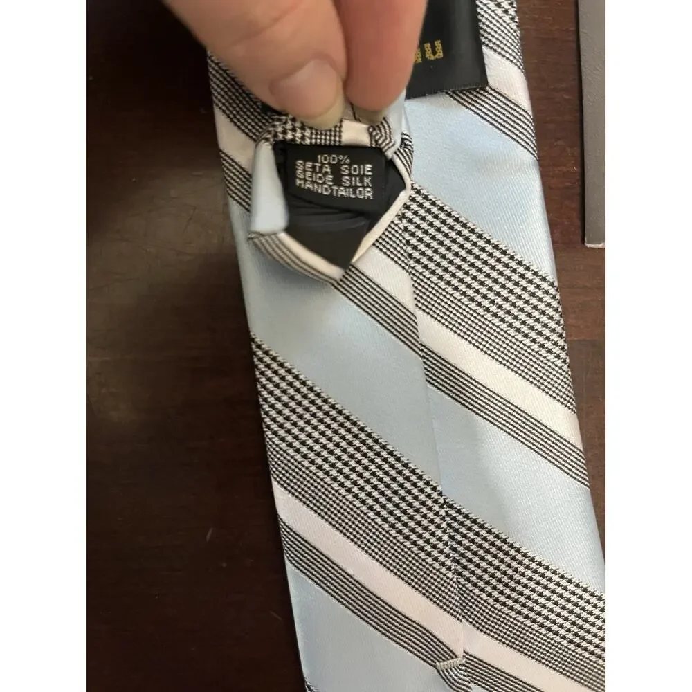 Men’s DiBanGu 4 Pc Silk Necktie Set With Pocket Square Tie Clip Cufflinks
